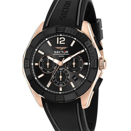Montre pour homme Sector 790 chronographe bracelet en silicone cadran noir quartz R3271636001 100M