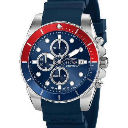 Sector 450 Chronograph Blue Sunray Dial Bracelet en silicone Quartz R3271776010 100M Montre pour homme
