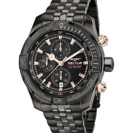 Sector Diving Team Chronographe Cadran Noir Quartz Diver&#39,s R3273635003 300M Montre Homme