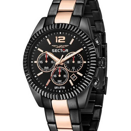 Montre pour homme Sector 240 chronographe cadran noir deux tons en acier inoxydable à quartz R3273640026