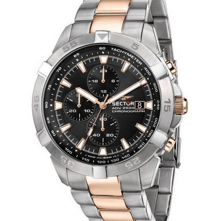 Sector ADV2500 Chronographe Cadran Noir Deux Tons Acier Inoxydable Quartz R3273643002 100M Montre Homme