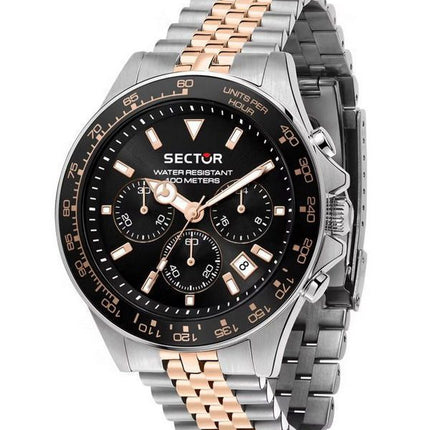 Sector 230 chronographe deux tons en acier inoxydable cadran noir quartz R3273661031 100M montre pour homme