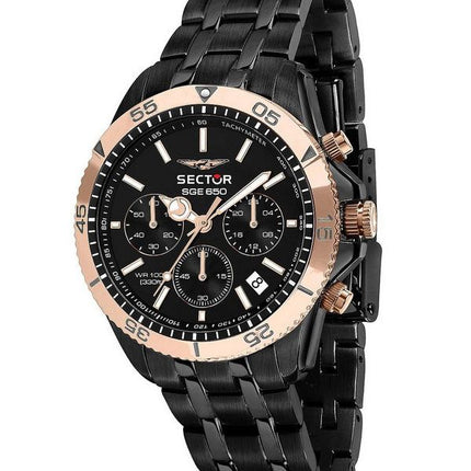 Sector SGE 650 Chronographe Acier Inoxydable Cadran Noir Quartz R3273962004 100M Montre Homme