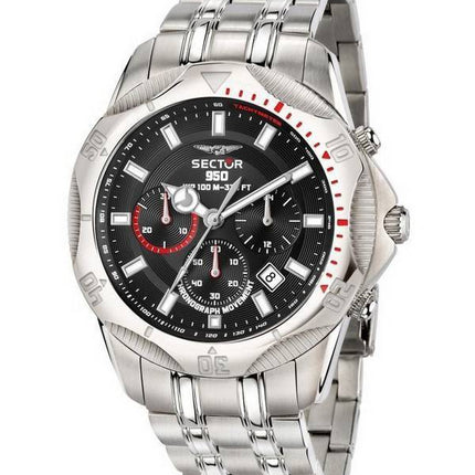 Montre pour homme Sector 950 Chronograph Black Sunray Dial Acier inoxydable Quartz R3273981007 100M