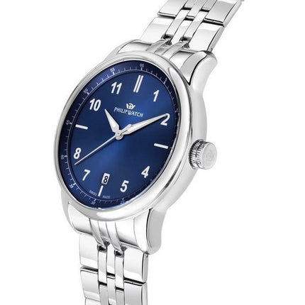Montre pour homme Philip Watch Anniversary en acier inoxydable avec cadran bleu et quartz R8253150010 100M