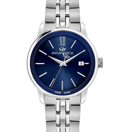 Montre pour homme Philip Watch Anniversary en acier inoxydable avec cadran bleu et quartz R8253150040 100M