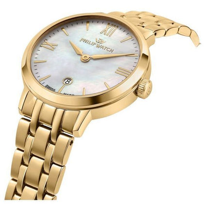 Montre Philip Watch Audrey en acier inoxydable doré avec cadran en nacre à quartz R8253150511 pour femme