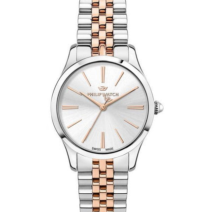 Montre pour femme Philip Watch Grace en acier inoxydable bicolore avec cadran blanc et quartz R8253208515 100M
