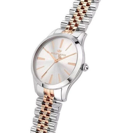 Montre pour femme Philip Watch Grace en acier inoxydable bicolore avec cadran blanc et quartz R8253208515 100M