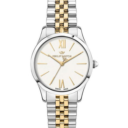 Montre pour femme Philip Watch Grace en acier inoxydable bicolore avec cadran blanc et quartz R8253208516 100M