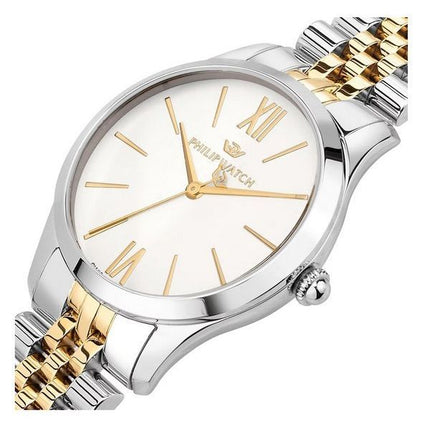 Montre pour femme Philip Watch Grace en acier inoxydable bicolore avec cadran blanc et quartz R8253208516 100M