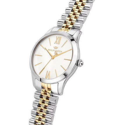 Montre pour femme Philip Watch Grace en acier inoxydable bicolore avec cadran blanc et quartz R8253208516 100M