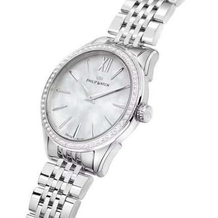 Philip Watch Roma R8253217506 Montre pour femme en acier inoxydable avec cadran blanc et bracelet supplémentaire