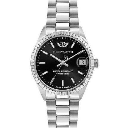Montre pour femme Philip Watch Caribe Urban en acier inoxydable avec cadran rayon de soleil noir et quartz R8253597589 100M