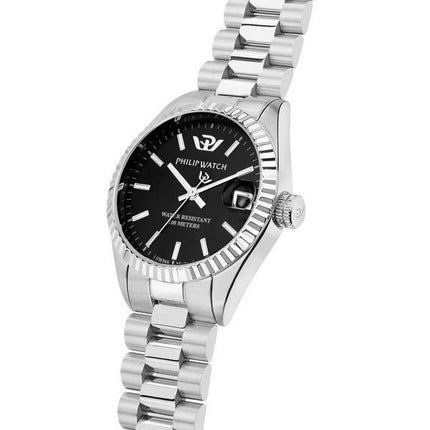 Montre pour femme Philip Watch Caribe Urban en acier inoxydable avec cadran rayon de soleil noir et quartz R8253597589 100M