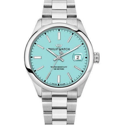 Montre pour homme Philip Watch Caribe Urban en acier inoxydable avec cadran turquoise et quartz R8253597642 100M