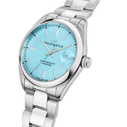 Montre pour homme Philip Watch Caribe Urban en acier inoxydable avec cadran turquoise et quartz R8253597642 100M