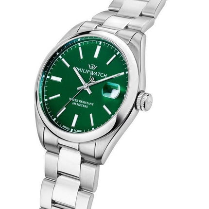 Montre pour homme Philip Watch Caribe Urban en acier inoxydable avec cadran vert et quartz R8253597643 100M