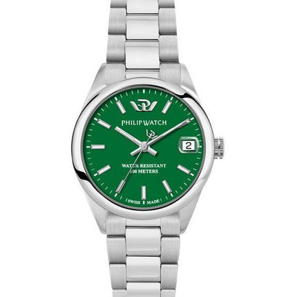 Montre pour homme Philip Watch Caribe Urban en acier inoxydable avec cadran vert et quartz R8253597647 100M