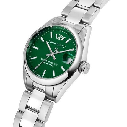Montre pour homme Philip Watch Caribe Urban en acier inoxydable avec cadran vert et quartz R8253597647 100M