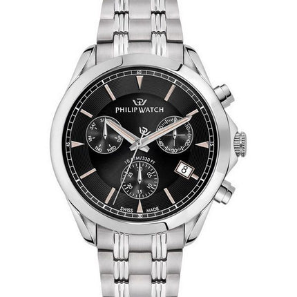 Montre pour homme Philip Watch Blaze chronographe en acier inoxydable avec cadran noir et quartz R8273665004 100M