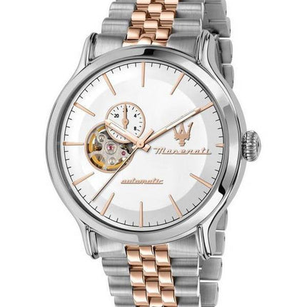 Maserati Epoca Deux Tons En Acier Inoxydable Cœur Ouvert Cadran Blanc Automatique R8823118008 100M Montre Homme