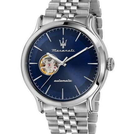 Maserati Epoca Acier Inoxydable Coeur Ouvert Cadran Bleu Automatique R8823118009 100M Montre Homme