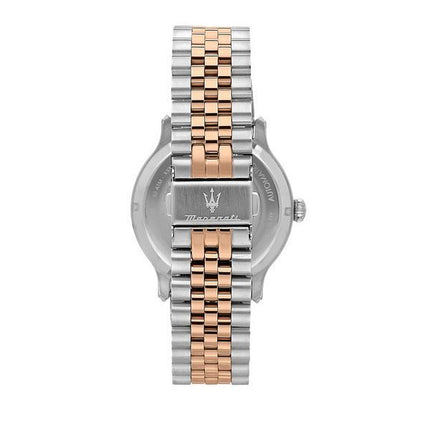 Montre pour homme Maserati Epoca deux tons en acier inoxydable avec cadran squelette argenté automatique R8823118011 100M