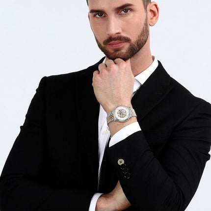 Montre pour homme Maserati Epoca deux tons en acier inoxydable avec cadran squelette argenté automatique R8823118011 100M