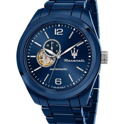 Maserati Traguardo Céramique Coeur Ouvert Cadran Bleu Automatique Diver&#39,s R8823150002 200M Montre Homme