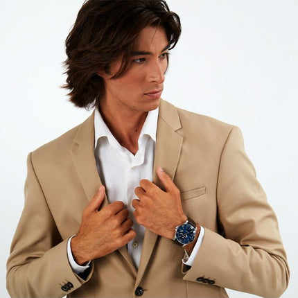 Montre pour homme Maserati Competizione avec bracelet en cuir et cadran bleu R8851100004 100M