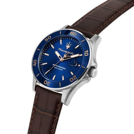 Montre pour homme Maserati Competizione avec bracelet en cuir et cadran bleu R8851100004 100M
