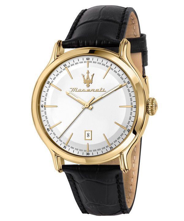 Montre Homme Maserati Epoca Bracelet Cuir Cadran Argent Quartz R8851118015 100M