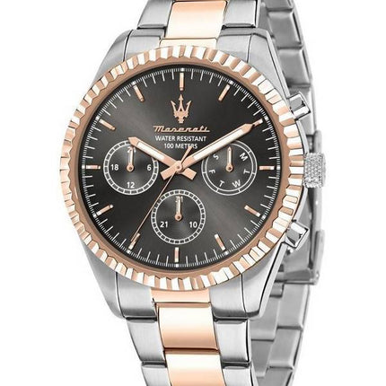 Montre pour homme Maserati Competizione deux tons en acier inoxydable noir avec cadran multifonction à quartz R8853100020 100M