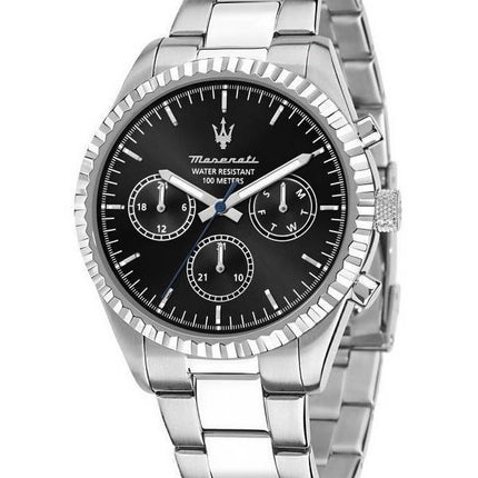 Montre pour homme Maserati Competizione en acier inoxydable avec cadran multifonction noir à quartz R8853100023 100M