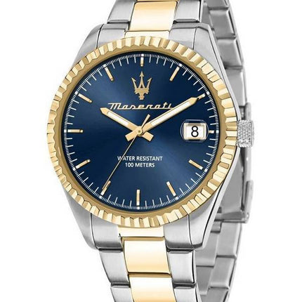 Montre pour homme Maserati Competizione en acier inoxydable bicolore avec cadran bleu et quartz R8853100027 100M