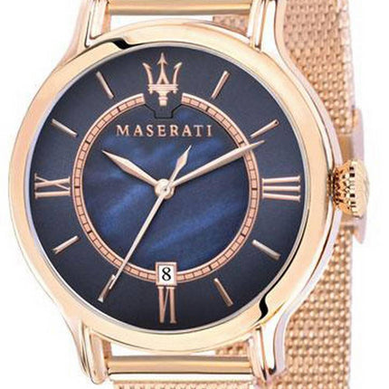 Montre pour femme Maserati Epoca cadran noir en acier inoxydable ton or rose R8853118513 100M