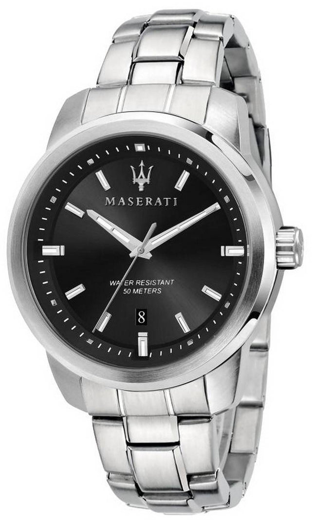 Maserati Successo Cadran Noir Acier Inoxydable Quartz R8853121006 Montre Homme