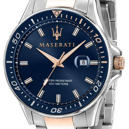 Maserati Sfida Cadran Bleu Deux Tons Acier Inoxydable Quartz R8853140003 100M Montre Homme