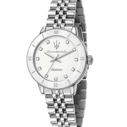 Montre pour femme Maserati Successo Crystal Accents en acier inoxydable avec cadran blanc solaire R8853145515