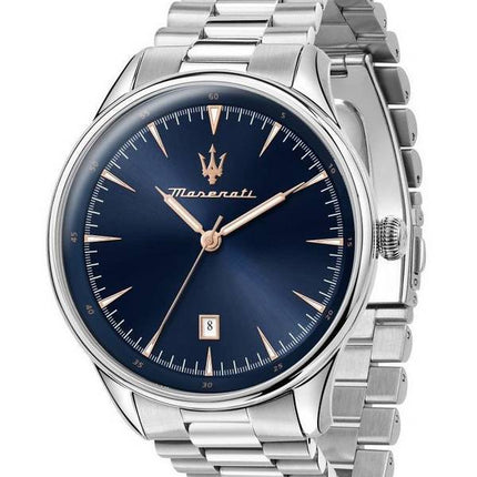 Maserati Tradizione Acier Inoxydable Cadran Bleu Quartz R8853146002 100M Montre Homme