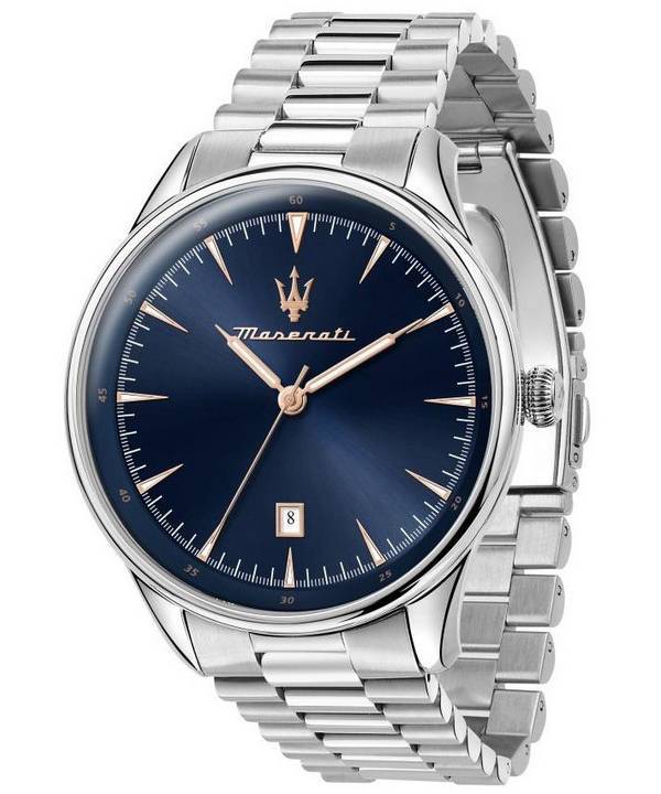 Maserati Tradizione Acier Inoxydable Cadran Bleu Quartz R8853146002 100M Montre Homme