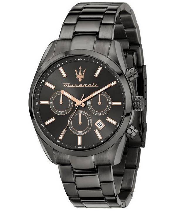 HORS Montre Homme Maserati Attrazione Chronographe Acier Inoxydable Cadran Noir Quartz R8853151001