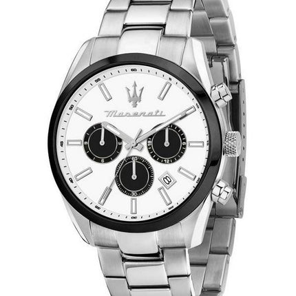 HORS Montre Homme Maserati Attrazione Chronographe Acier Inoxydable Cadran Blanc Quartz R8853151004