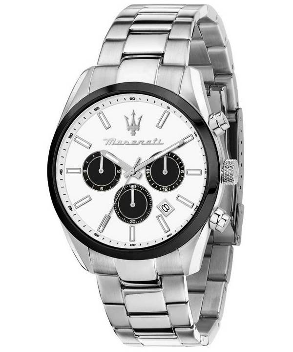 HORS Montre Homme Maserati Attrazione Chronographe Acier Inoxydable Cadran Blanc Quartz R8853151004