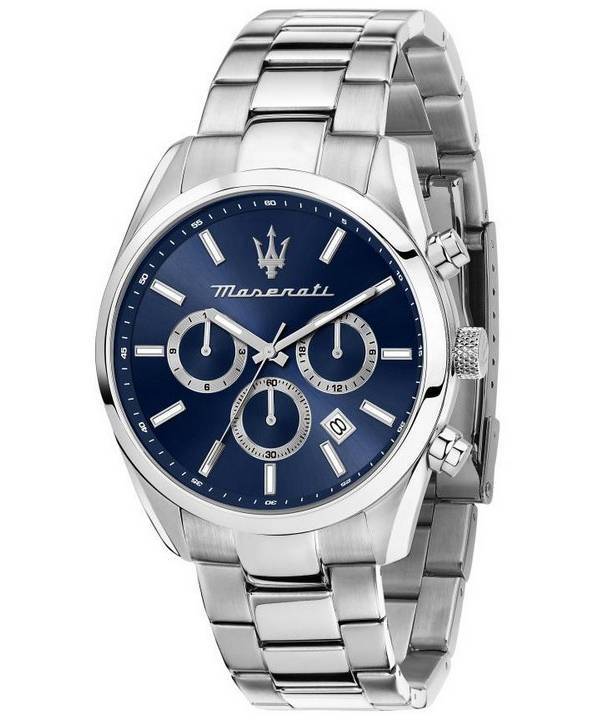 HORS Montre Homme Maserati Attrazione Chronographe Acier Inoxydable Cadran Bleu Quartz R8853151005