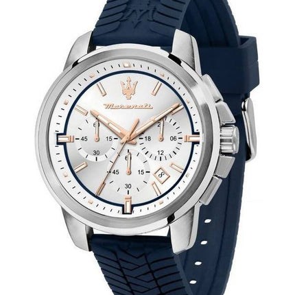 Maserati Successo chronographe bracelet en silicone cadran argenté quartz R8871621013 montre pour homme