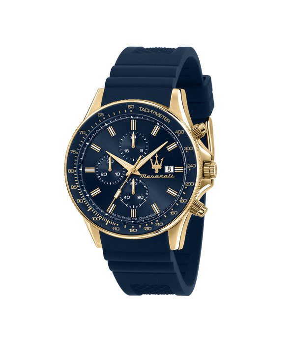 HORS Montre Homme Maserati Sfida Chronographe Bleu Sunray Cadran Quartz R8871640004 100M
