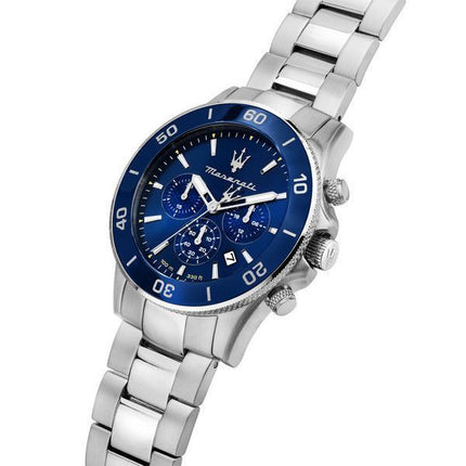 Montre pour homme Maserati Competizione chronographe en acier inoxydable avec cadran bleu et quartz R8873600002 100M