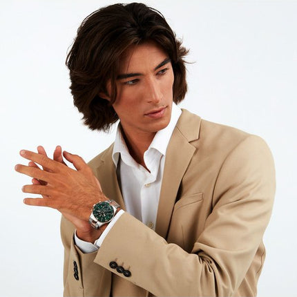 Montre pour homme Maserati Competizione chronographe bicolore en acier inoxydable avec cadran vert à quartz R8873600004 100M